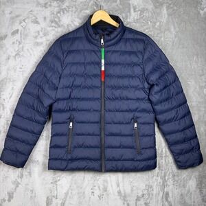 19V69 Italia Puffer Jacket Size M Performance Quilted Navy Blue Mens Outerwear